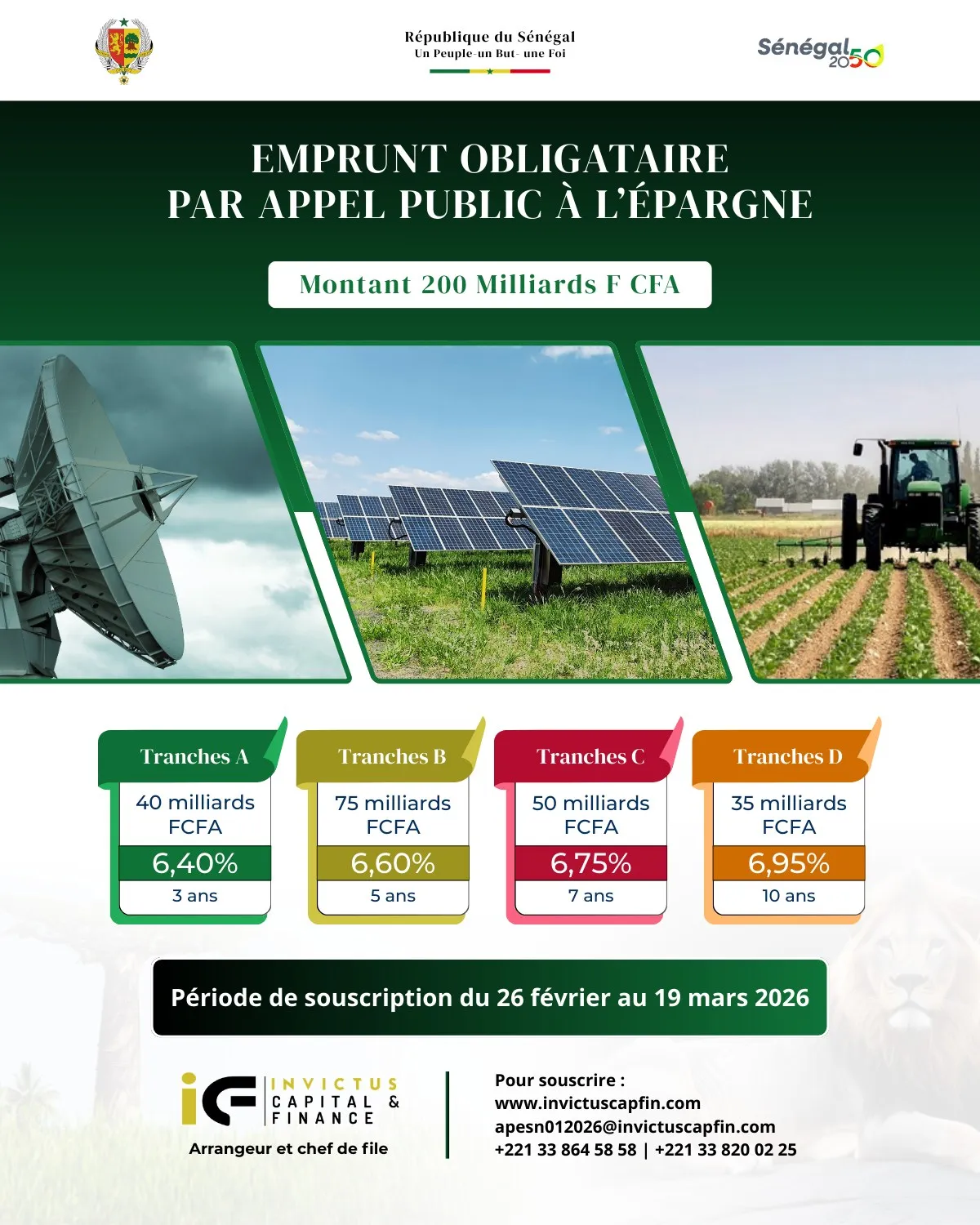 Le Sénégal lance son premier Appel Public à l’Épargne de l’année 2026.